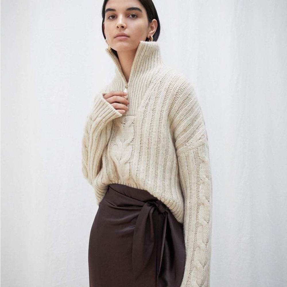 Nanushka Cream Cable Knit Sweater
